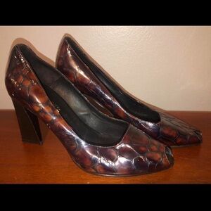 Donald J. Pliner Brown Peep-Toe Heels